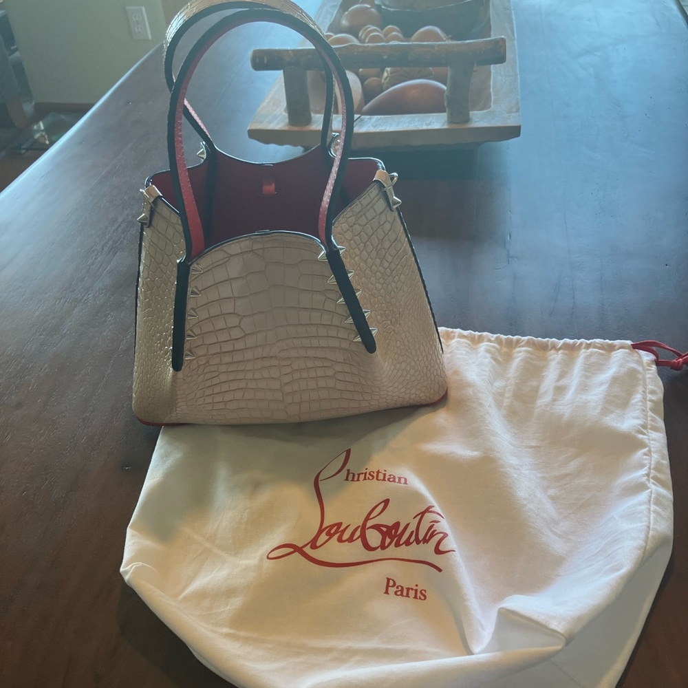 Christian Louboutin Beige Croc-Embossed mini tote LIKE NEW ! - Picture 7 of 11